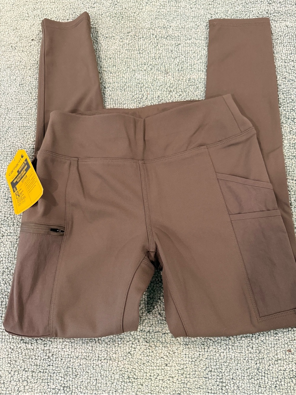 NWT - Carhartt Brown Fitted Lightweight Utility Leggings with Side Zip Pocket XS